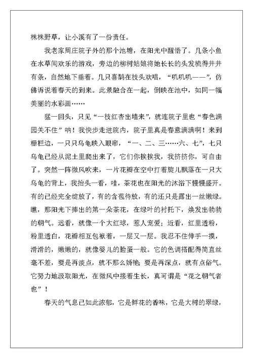 2022年最美的是春天作文600字
