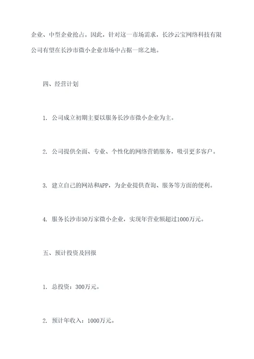 长沙微小企业计划书