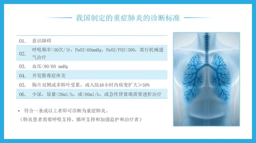 蓝色简约科技风重症肺炎医疗知识宣传PPT课件肺结核肺结节