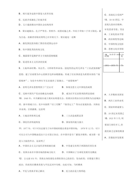 福建省泉州市2021届高三三模历史试卷及答案.docx