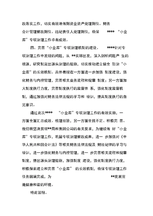 县“小金库”专项治理工作情况汇报