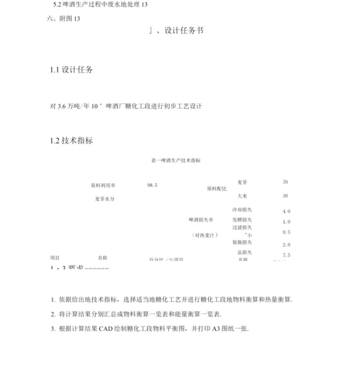 万吨°啤酒厂糖化工段进行初步工艺设计实施方案.docx