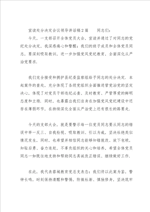 宣读处分决定会议领导讲话稿3篇