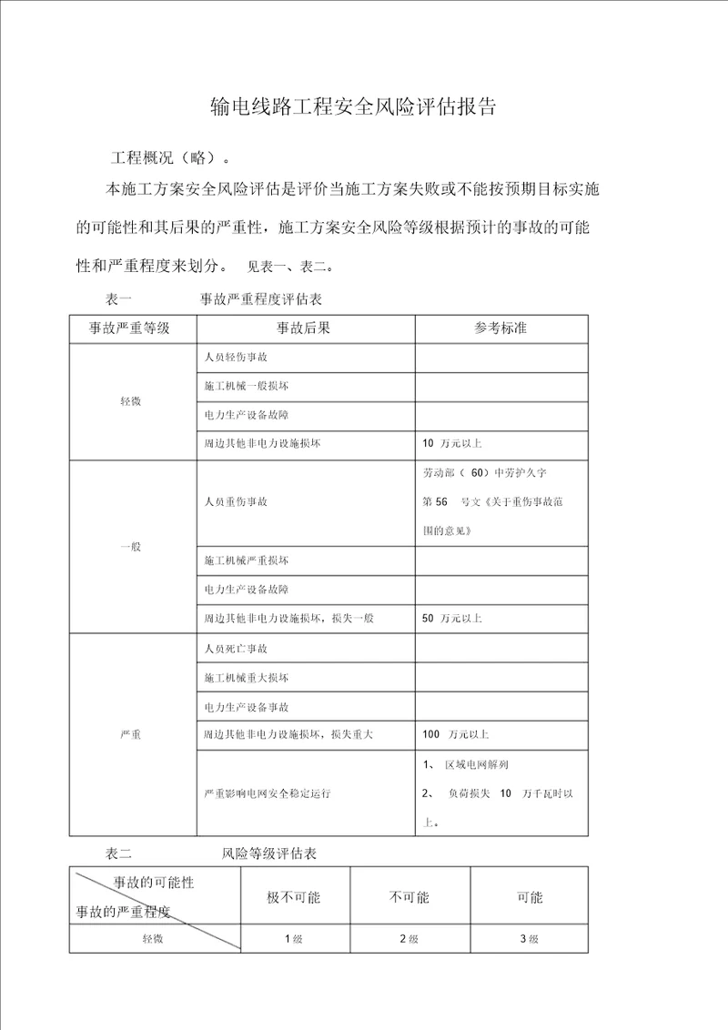 输电线路工程安全风险评估