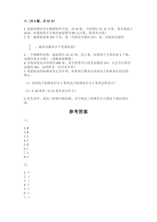 北京版数学小升初模拟试卷及参考答案【b卷】.docx