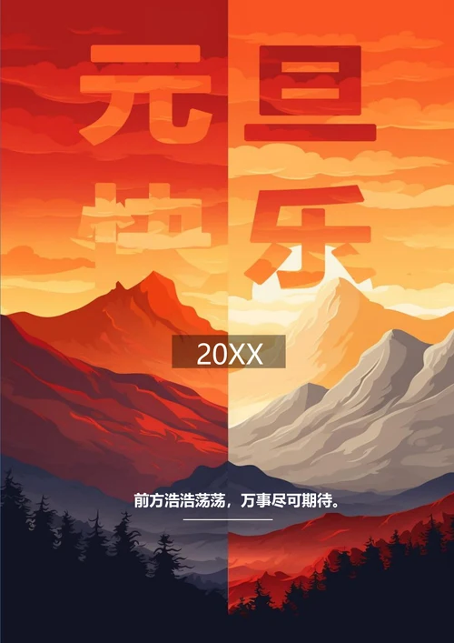 万事尽可期待元旦节日海报