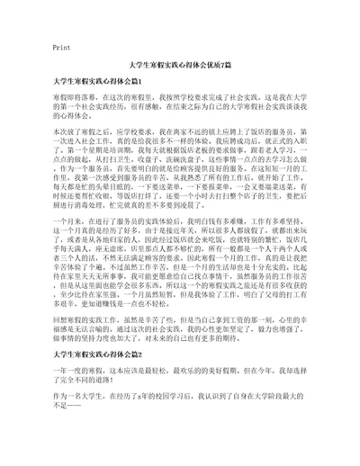 大学生寒假实践心得体会优质7篇