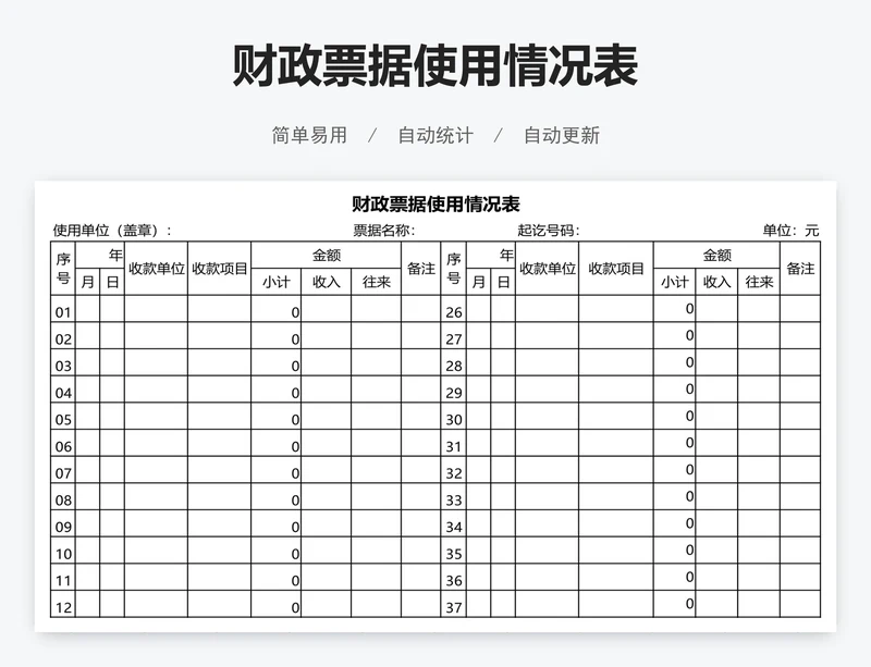 财政票据使用情况表