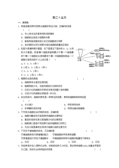 安徽省六安市2016年高一生物暑假作业 第二十五天 word版含答案