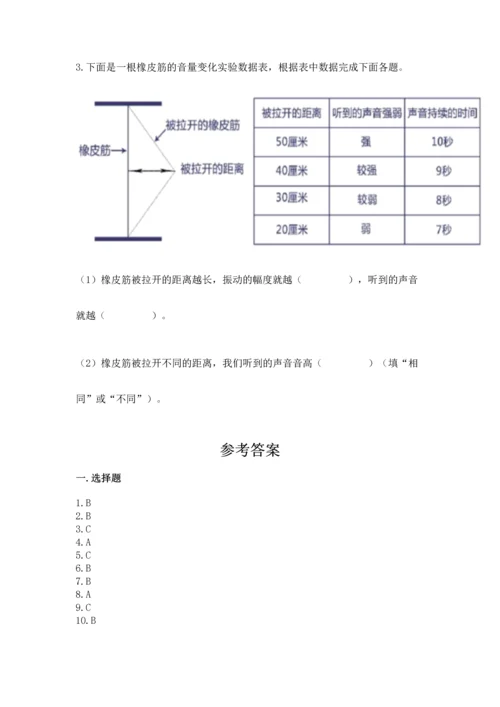 教科版科学四年级上册第一单元声音测试卷附参考答案（能力提升）.docx