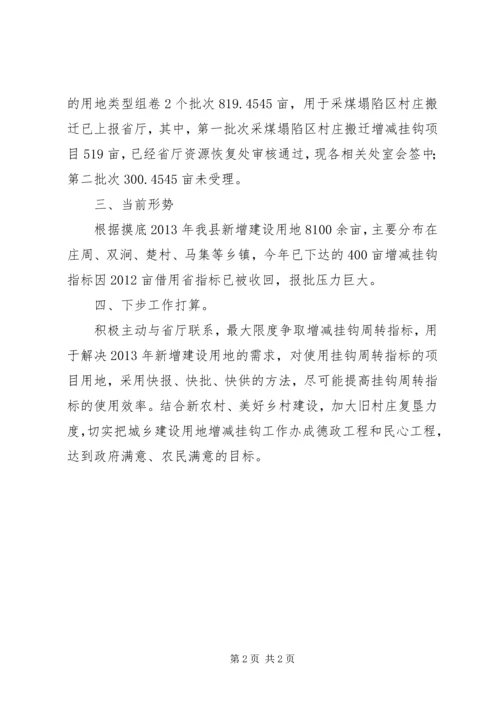 城乡建设用地增减挂钩工作情况汇报.docx