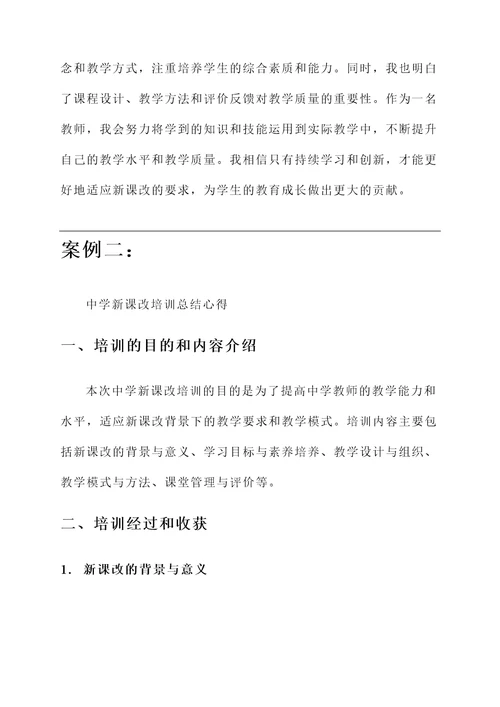 中学新课改培训总结心得