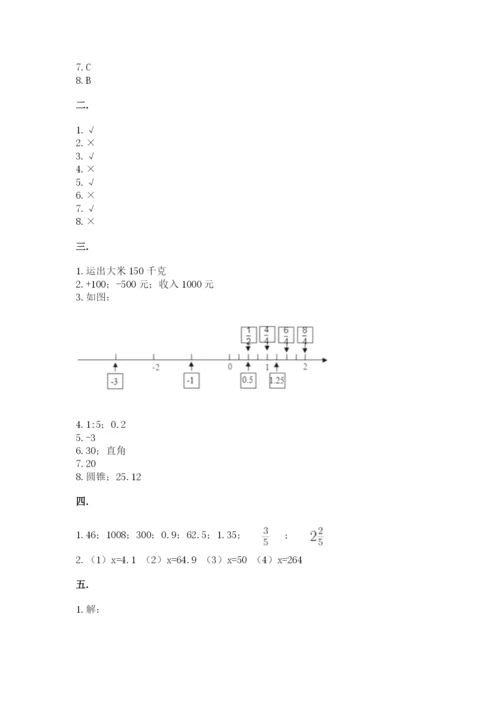 人教版数学六年级下册试题期末模拟检测卷审定版.docx