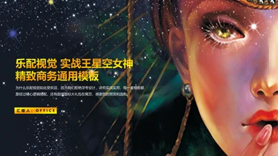 星空女神精致动漫人物通用PPT模板
