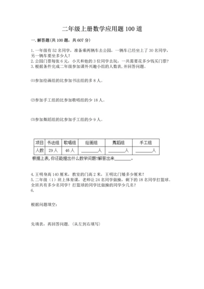 二年级上册数学应用题100道精品（夺冠系列）.docx