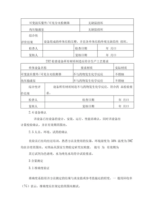 高效液相色检验方法验证方案2