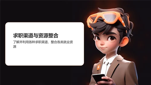 橙色3D风大学生就业指导PPT模板