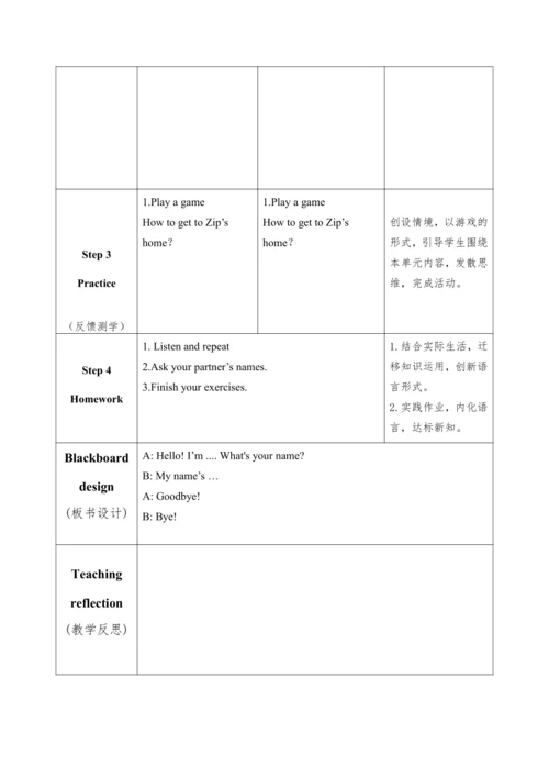 Unit 1 Hello! Part B Let's talk  教学设计