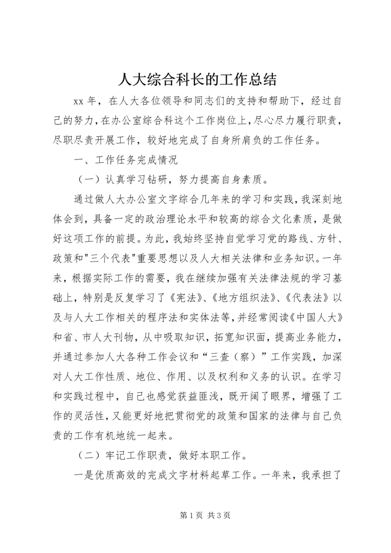 人大综合科长的工作总结.docx