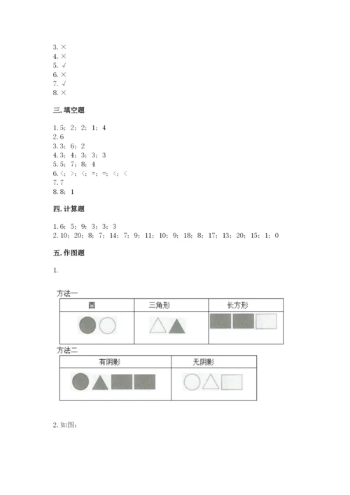 人教版一年级下册数学期中测试卷含答案（最新）.docx