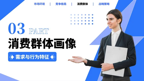 蓝色简约风行业市场分析报告PPT模板