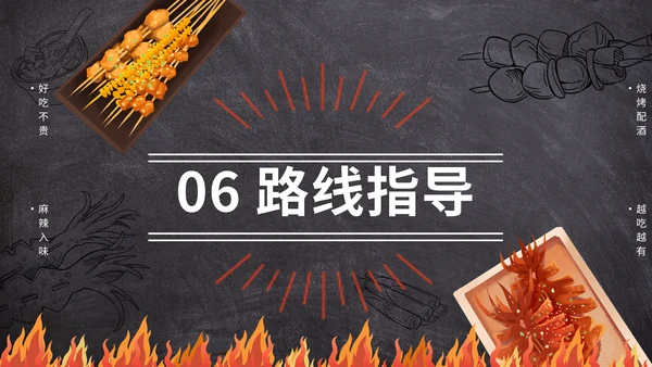 烤串深夜食堂烧烤美食通用PPT模板