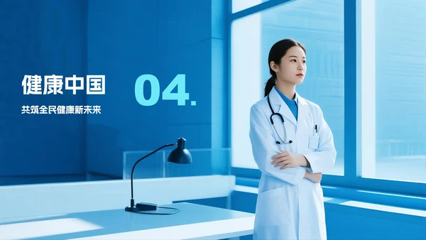蓝色简约实景中国医师节节日科普PPT模板