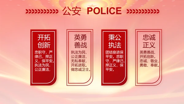 红色公安年终工作总结新年计划PPT