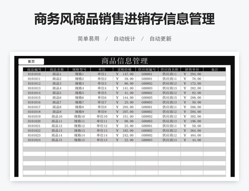 商务风商品销售进销存信息管理系统