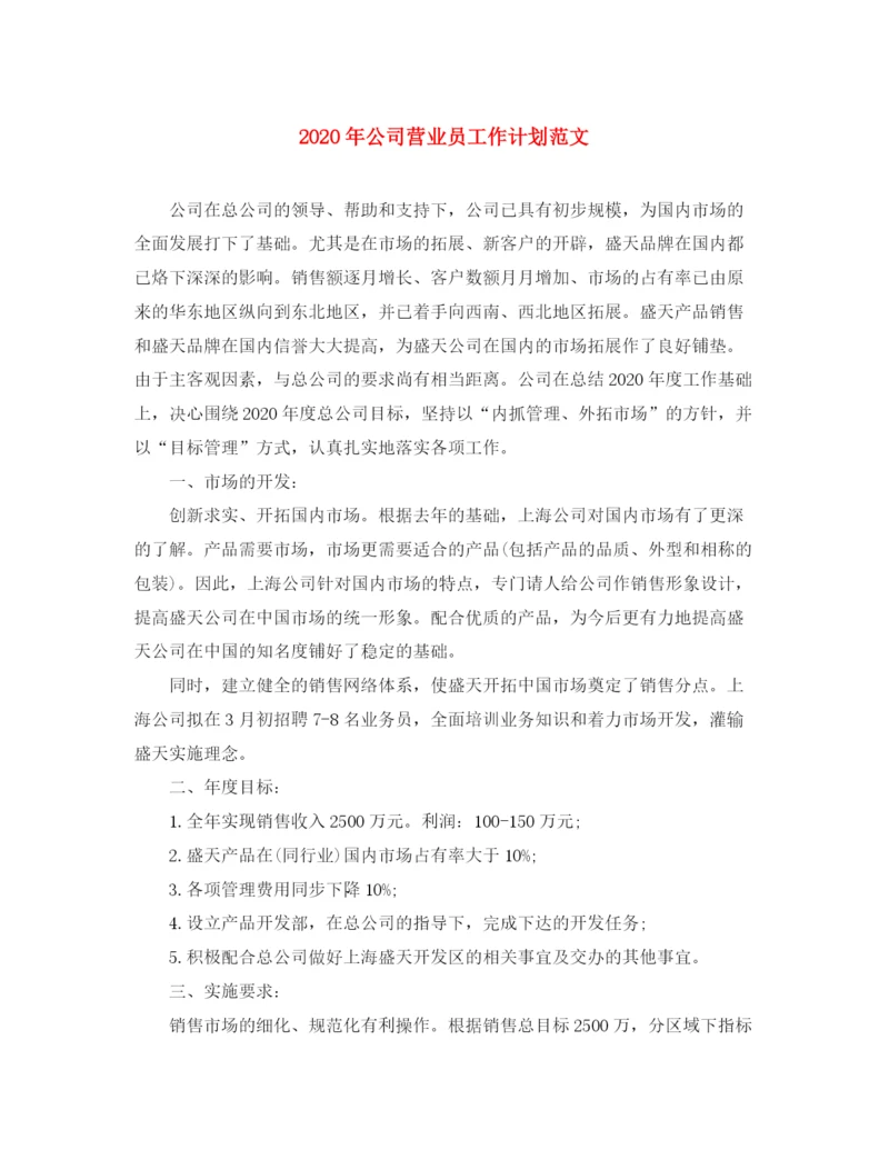 精编之年公司营业员工作计划范文.docx