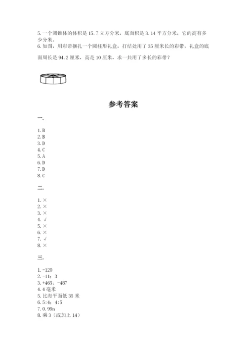 小学六年级升初中模拟试卷附参考答案（轻巧夺冠）.docx