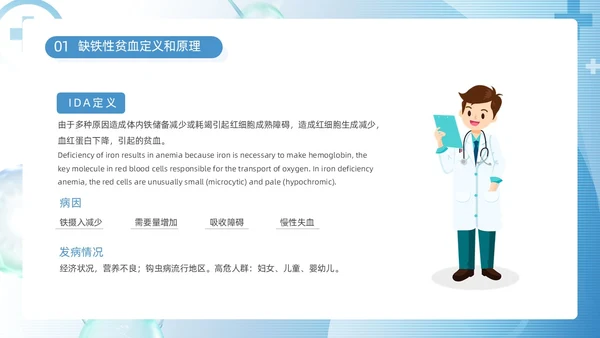 蓝色简约医疗医护缺铁性贫血培训课件动态PPT护理