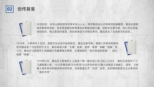 蓝色简约复古呐喊读书分享PPT