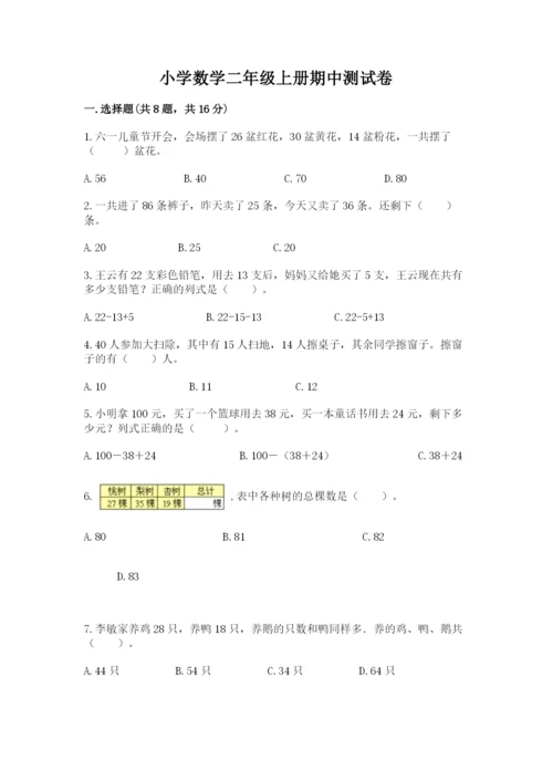 小学数学二年级上册期中测试卷精品【夺冠系列】.docx