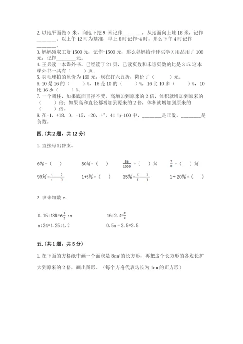 河南省平顶山市六年级下册数学期末考试试卷带答案（轻巧夺冠）.docx