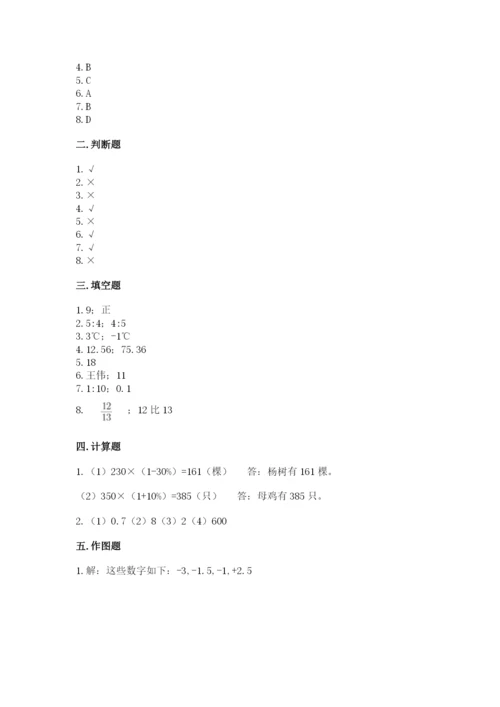 冀教版六年级下册数学期末测试卷1套.docx