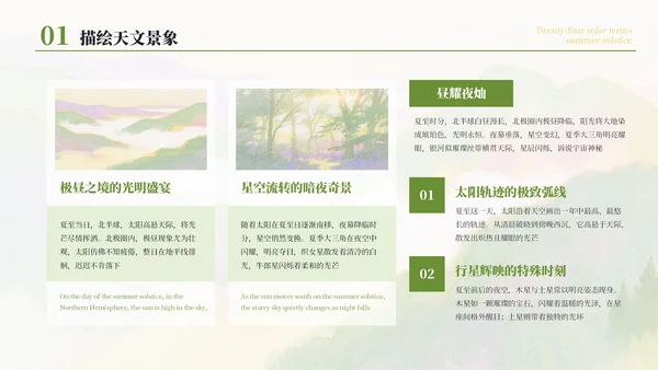 绿色简约清新二十四节气之夏至节气介绍PPT模板