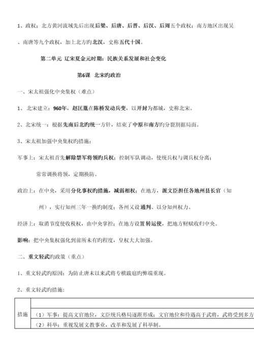 2023年人教新版七年级下册历史知识点归纳优质资料.docx
