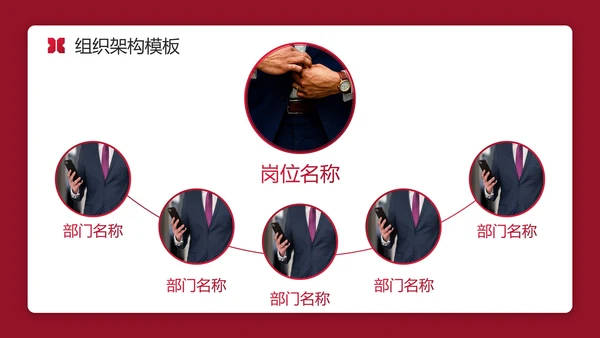 红色实景简约商务公司企业组织架构图PPT模板