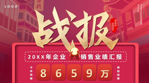 销售业绩汇报，企业战报喜报通用PPT模板