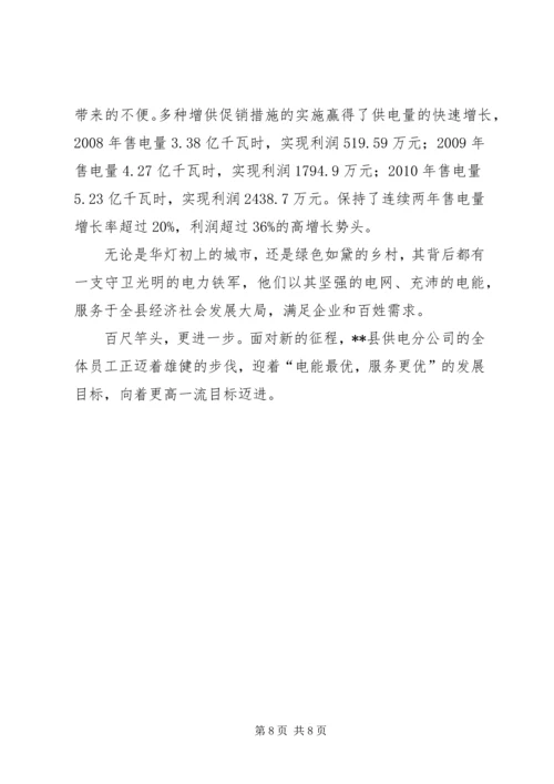 供电公司创建全国一流供电企业纪实五篇范文 (3).docx