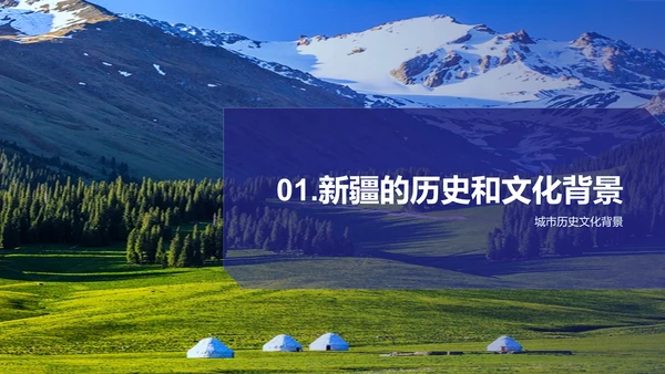 紫色现代商务新疆印象之旅PPT模板