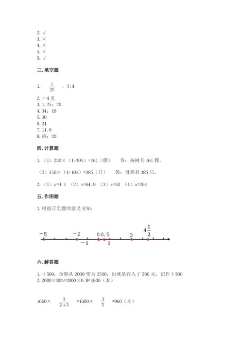 东辽县六年级下册数学期末测试卷精品及答案.docx