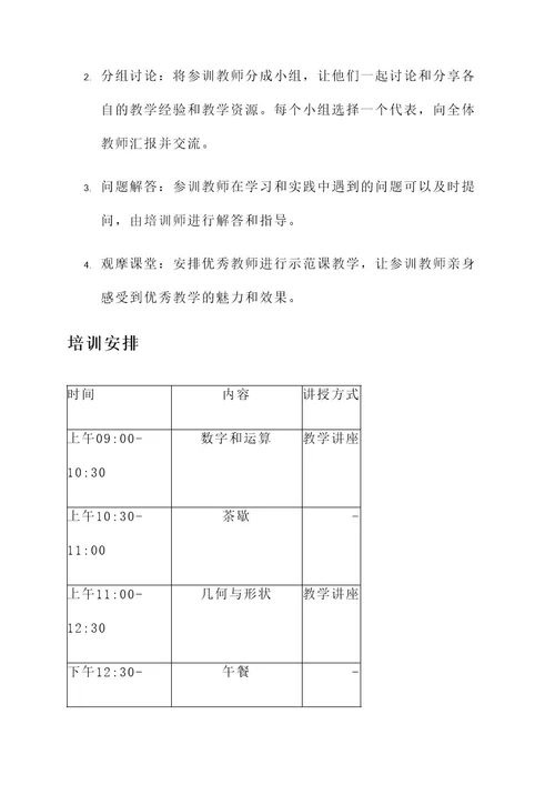 小学数学校本教研培训方案