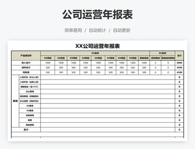 公司运营年报表