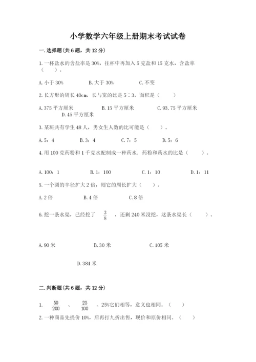 小学数学六年级上册期末考试试卷及参考答案（a卷）.docx