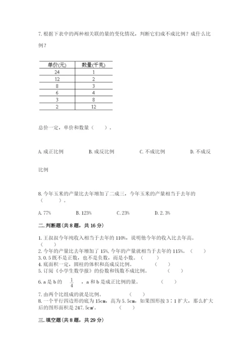 冀教版六年级下册数学 期末检测卷含答案（培优b卷）.docx