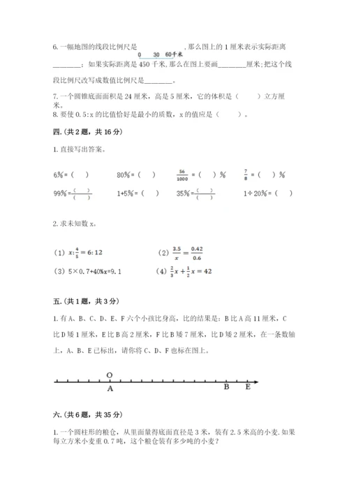 小学六年级下册数学摸底考试题含答案【预热题】.docx