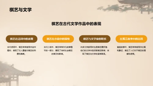 橙色中式复古插画中国传统棋艺文化发展历史