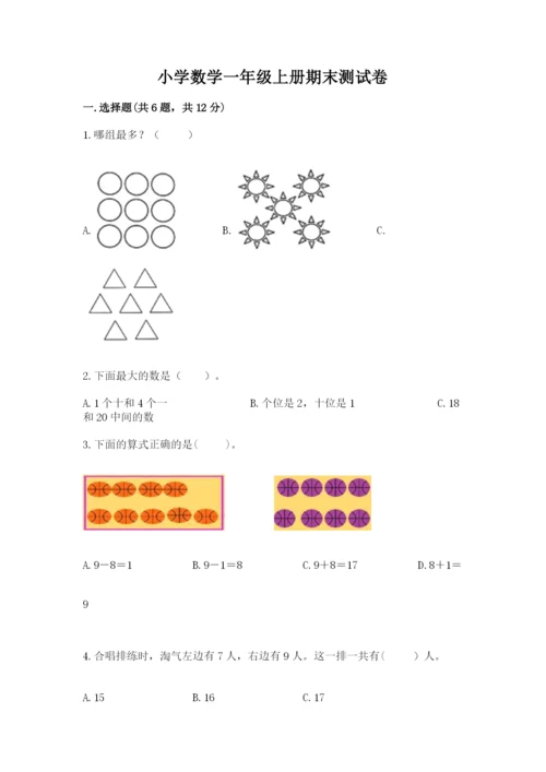 小学数学一年级上册期末测试卷（综合题）word版.docx